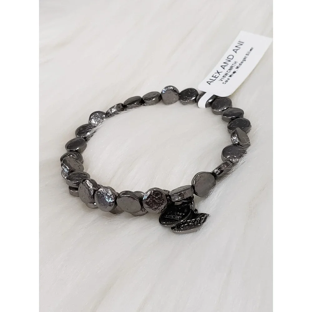 NEW‎ Alex and Ani Women's Coin Wrap Bracelet Midnight Silver